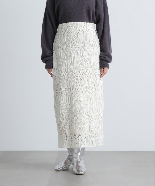 N.（N. Natural Beauty Basic）（エヌエヌナチュラルビューティーベーシック）の「◆シアー刺繍スカート（スカート・レディース・オフホワイト/ブラック・SMALL/MEDIUM）」の22枚目の写真