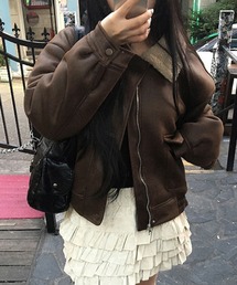 ボアカラージップアップブルゾン