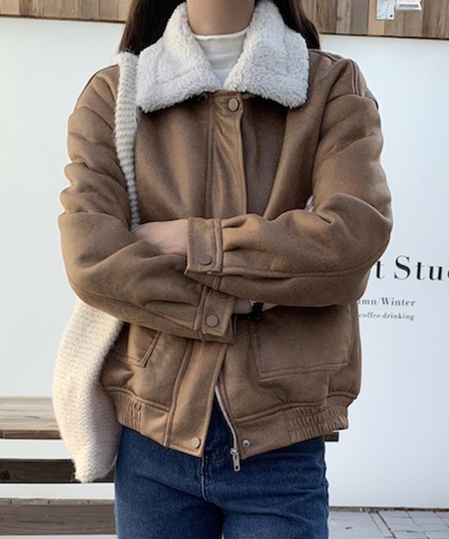 Doula Doula(ドゥーラドゥーラ)の「ボアカラージップアップブルゾン(その他アウター・レディース・ブラウン/キャメル/ブラック・FREE)」の4枚目の写真