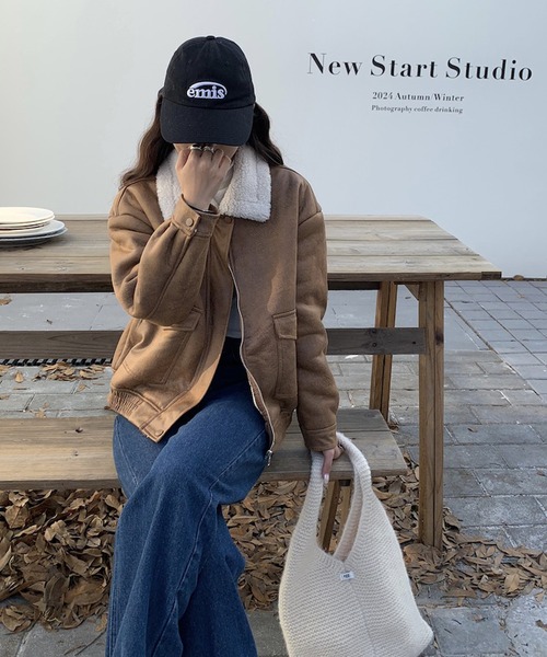 Doula Doula(ドゥーラドゥーラ)の「ボアカラージップアップブルゾン(その他アウター・レディース・ブラウン/キャメル/ブラック・FREE)」の7枚目の写真