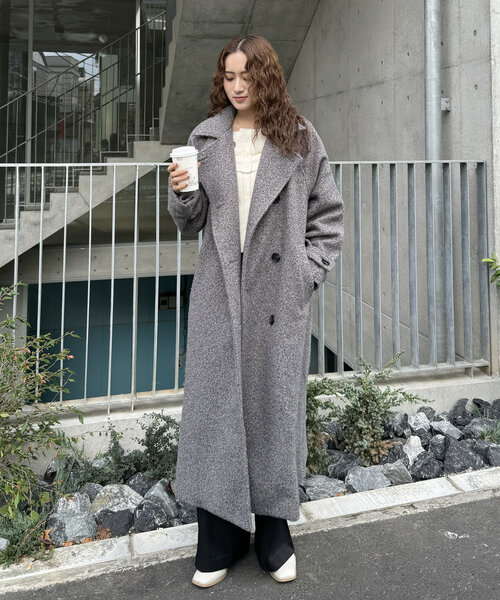 mline（エムライン）の「[mline]スタンドカラーロングコート（その他アウター・レディース・グレー/ベージュ・1/2）」の4枚目の写真