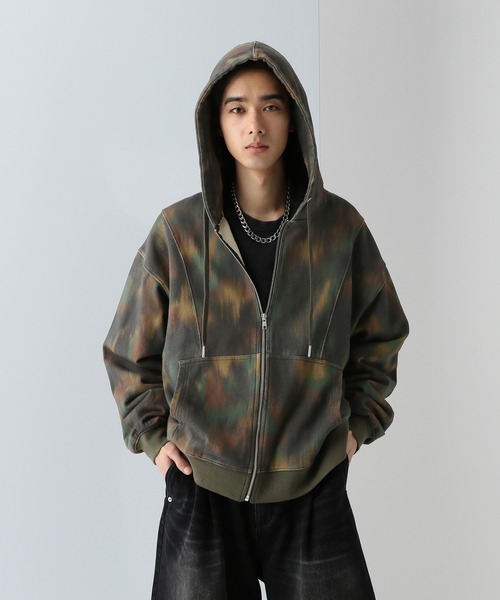 HARE（ハレ）の「ブラーカモフラZIPパーカー(HARE)（パーカー・メンズ・ブラウン系その他/ブラック系その他・FREE）」の6枚目の写真