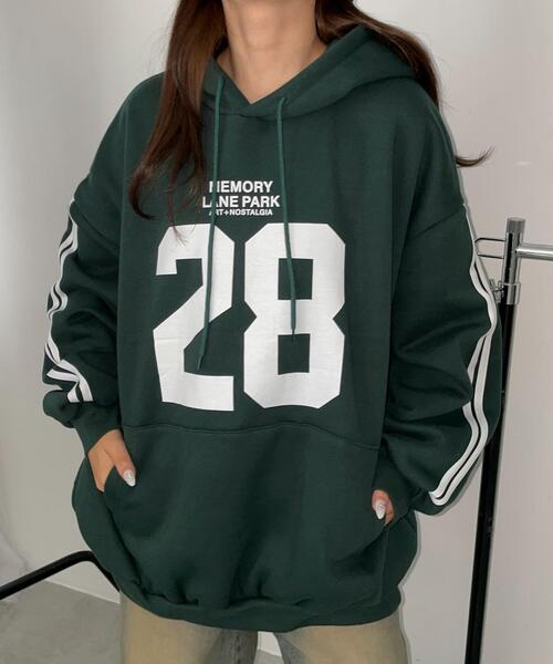 WEGO(ウィゴー)の「WEGO/サイドラインナンバリングパーカー(パーカー・レディース・ブラック/ワイン/グリーン・FREE)」の1枚目の写真