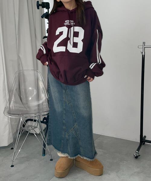 WEGO(ウィゴー)の「WEGO/サイドラインナンバリングパーカー(パーカー・レディース・ブラック/ワイン/グリーン・FREE)」の6枚目の写真