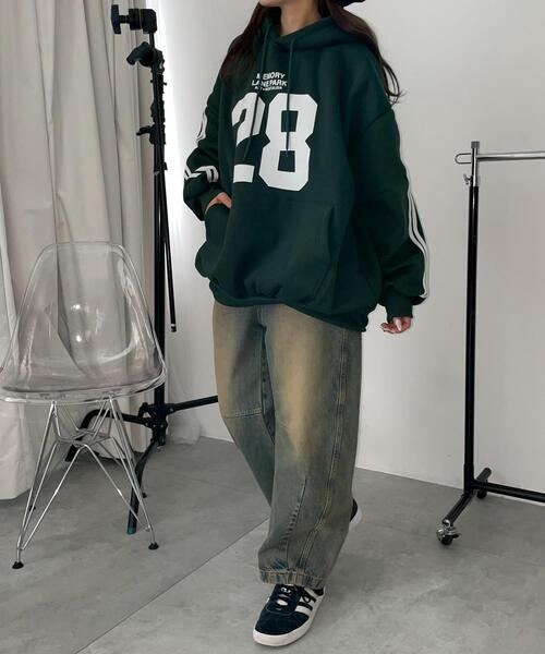 WEGO(ウィゴー)の「WEGO/サイドラインナンバリングパーカー(パーカー・レディース・ブラック/ワイン/グリーン・FREE)」の12枚目の写真