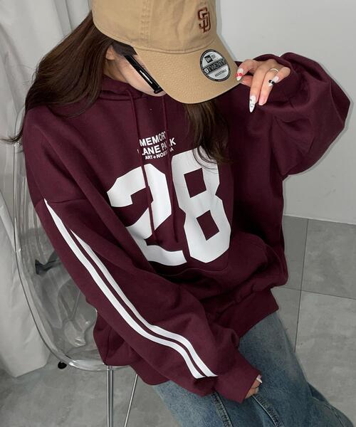 WEGO(ウィゴー)の「WEGO/サイドラインナンバリングパーカー(パーカー・レディース・ブラック/ワイン/グリーン・FREE)」の13枚目の写真