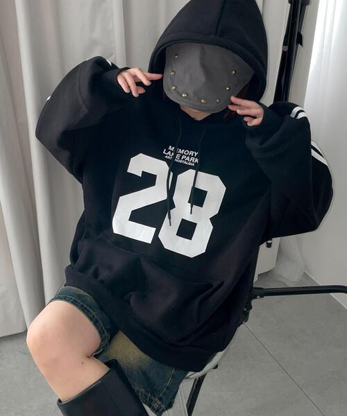 WEGO(ウィゴー)の「WEGO/サイドラインナンバリングパーカー(パーカー・レディース・ブラック/ワイン/グリーン・FREE)」の7枚目の写真