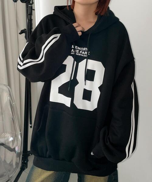 WEGO(ウィゴー)の「WEGO/サイドラインナンバリングパーカー(パーカー・レディース・ブラック/ワイン/グリーン・FREE)」の8枚目の写真