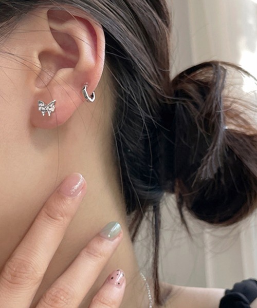 バタフライ、ミニピアス SLENDER｜Coo+i/(W)ミニバタフライピアス | Rakuten Fashion