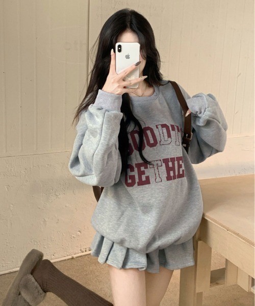 kirakiraShop(キラキラショップ)の「裏起毛 ロゴ スウェット セットアップ(セットアップ・レディース・杢グレー・FREE)」の8枚目の写真