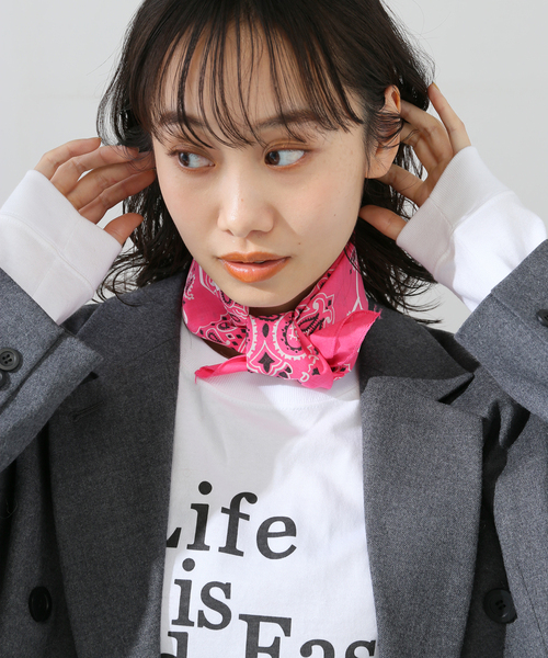 JOURNAL STANDARD（ジャーナルスタンダード）の「【カガミケン×JOURNAL STANDARD】プリントバンダナ（バンダナ/スカーフ・レディース・ピンク/ホワイト/イエロー/ワイン・FREE）」の16枚目の写真