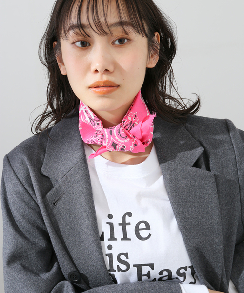 JOURNAL STANDARD（ジャーナルスタンダード）の「【カガミケン×JOURNAL STANDARD】プリントバンダナ（バンダナ/スカーフ・レディース・ピンク/ホワイト/イエロー/ワイン・FREE）」の17枚目の写真