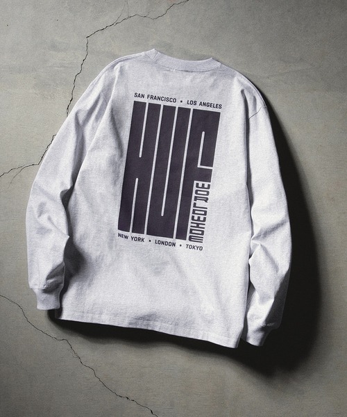 HUF(ハフ)の「BIG BLOCK LS TEE(Tシャツ/カットソー・メンズ・ブラック/ホワイト/ブルー系その他/アッシュグレー・LARGE/MEDIUM/SMALL/X-SMALL/XX-LARGE/X-LARGE)」の3枚目の写真
