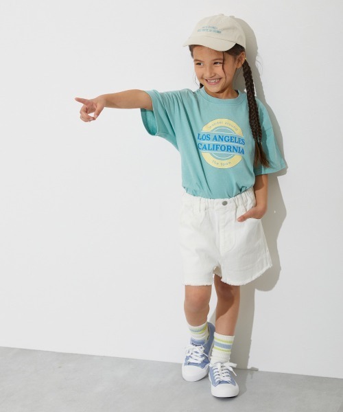 【d.i.a.】デニムショートパンツ フリンジ付き/GAL セール】楽デニム ケミカルウォッシュ 裾フリンジ ショート