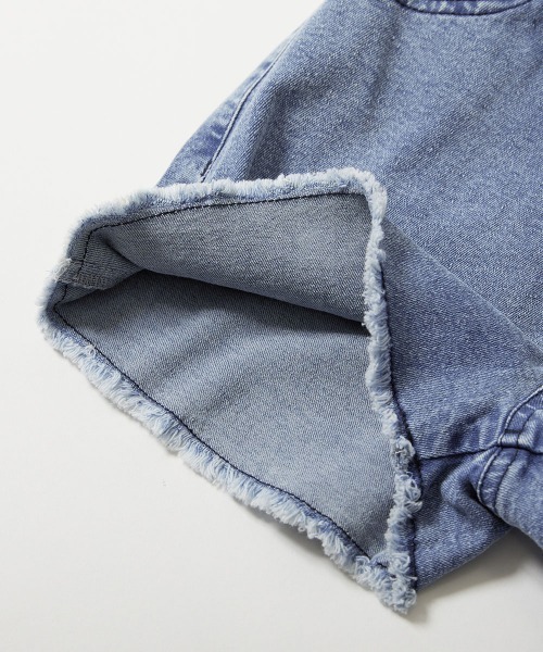 devirock(デビロック)の「ストレッチデニム ケミカルウォッシュ 裾フリンジ ショートパンツ(デニムパンツ・キッズ・ブラック系1/ネイビー系1/ブルー系1/オフホワイト・100cm/110cm/120cm/130cm/140cm/150cm/160cm)」の14枚目の写真