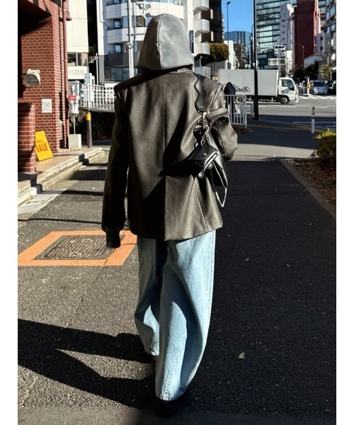 セール】THROW F/LEATHER BOXY JK フェイクレザー ボキシー ジャケット