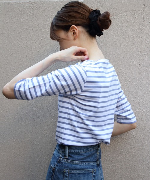 ORCIVAL（オーシバル）の「ORCIVAL/オーシバル　ボートネックハーフスリーブプルオーバー　ボーダー　BOATNECK HALFSLEEVE PULLOVER BORDER　OR-C0136 BFJ（Tシャツ/カットソー・レディース・ラベンダー/チャコールグレー/グリーン/ピンク・2/1）」の18枚目の写真