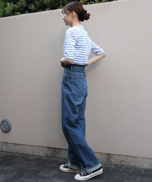 ORCIVAL（オーシバル）の「ORCIVAL/オーシバル　ボートネックハーフスリーブプルオーバー　ボーダー　BOATNECK HALFSLEEVE PULLOVER BORDER　OR-C0136 BFJ（Tシャツ/カットソー・レディース・ラベンダー/チャコールグレー/グリーン/ピンク・2/1）」の14枚目の写真