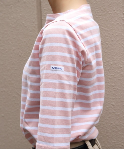 ORCIVAL（オーシバル）の「ORCIVAL/オーシバル　ボートネックハーフスリーブプルオーバー　ボーダー　BOATNECK HALFSLEEVE PULLOVER BORDER　OR-C0136 BFJ（Tシャツ/カットソー・レディース・ラベンダー/チャコールグレー/グリーン/ピンク・2/1）」の8枚目の写真