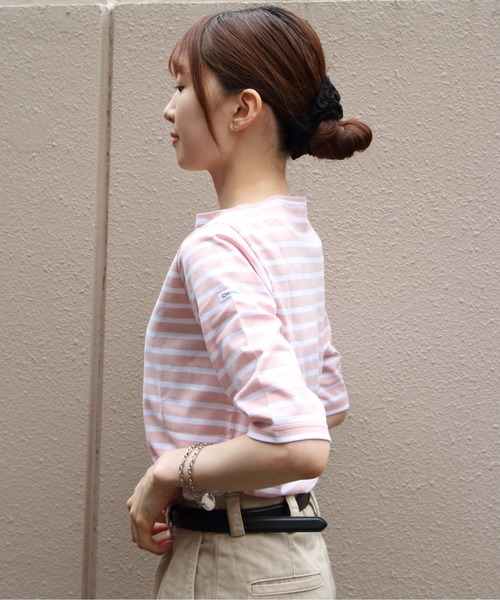 ORCIVAL（オーシバル）の「ORCIVAL/オーシバル　ボートネックハーフスリーブプルオーバー　ボーダー　BOATNECK HALFSLEEVE PULLOVER BORDER　OR-C0136 BFJ（Tシャツ/カットソー・レディース・ラベンダー/チャコールグレー/グリーン/ピンク・2/1）」の17枚目の写真