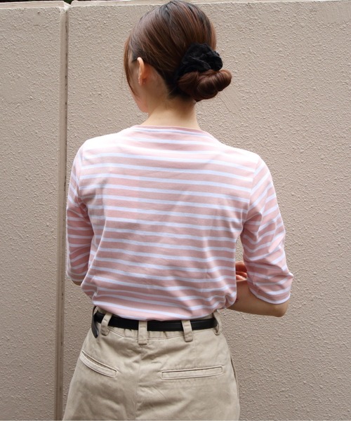 ORCIVAL（オーシバル）の「ORCIVAL/オーシバル　ボートネックハーフスリーブプルオーバー　ボーダー　BOATNECK HALFSLEEVE PULLOVER BORDER　OR-C0136 BFJ（Tシャツ/カットソー・レディース・ラベンダー/チャコールグレー/グリーン/ピンク・2/1）」の11枚目の写真