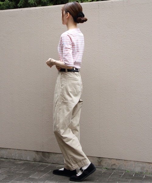 ORCIVAL（オーシバル）の「ORCIVAL/オーシバル　ボートネックハーフスリーブプルオーバー　ボーダー　BOATNECK HALFSLEEVE PULLOVER BORDER　OR-C0136 BFJ（Tシャツ/カットソー・レディース・ラベンダー/チャコールグレー/グリーン/ピンク・2/1）」の13枚目の写真