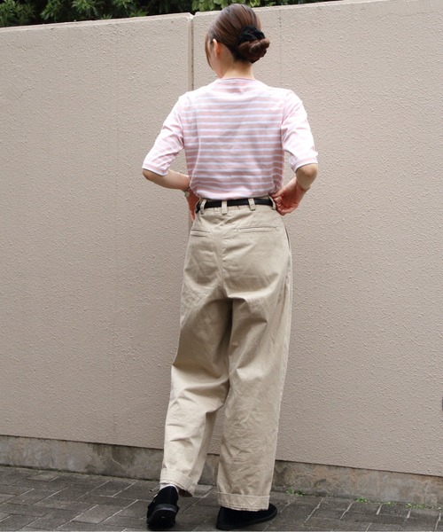 ORCIVAL（オーシバル）の「ORCIVAL/オーシバル　ボートネックハーフスリーブプルオーバー　ボーダー　BOATNECK HALFSLEEVE PULLOVER BORDER　OR-C0136 BFJ（Tシャツ/カットソー・レディース・ラベンダー/チャコールグレー/グリーン/ピンク・2/1）」の15枚目の写真