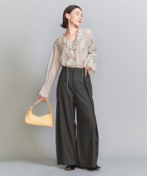 BEAUTY&YOUTH UNITED ARROWS(ビューティーアンドユースユナイテッドアローズ)の「セルロースナイロン インタック パンツ(スラックス・レディース・ダークグレー/オリーブ・L/M/S/XS)」の8枚目の写真