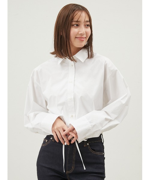 Mila Owen（ミラオーウェン）の「ドロストショートシャツ【手洗い可能】（シャツ/ブラウス・レディース・ブルー/ピンク/ホワイト・0/1）」の8枚目の写真