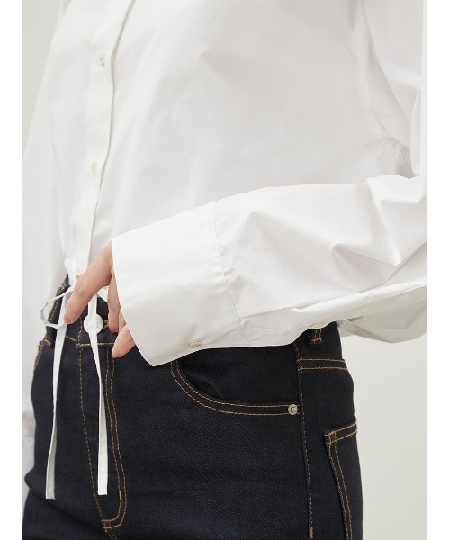 Mila Owen（ミラオーウェン）の「ドロストショートシャツ【手洗い可能】（シャツ/ブラウス・レディース・ブルー/ピンク/ホワイト・0/1）」の12枚目の写真