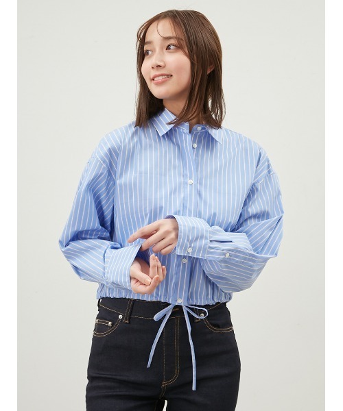 Mila Owen（ミラオーウェン）の「ドロストショートシャツ【手洗い可能】（シャツ/ブラウス・レディース・ブルー/ピンク/ホワイト・0/1）」の21枚目の写真