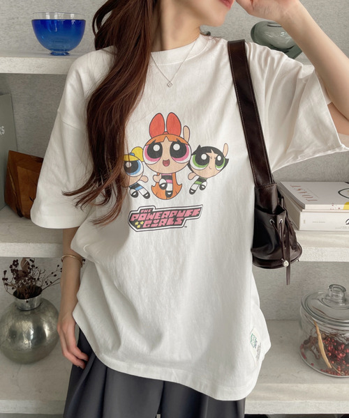 パワーパフガールズ オーバーサイズTシャツ 白 アニメTシャツ セール】【パワーパフガールズ / POWERPUFF GIRLS / パワパフ