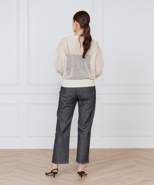 I.T.'S international(イッツインターナショナル)の「デニムストレートパンツ《SUVIN DENIM》(デニムパンツ・レディース・インディゴブルー/アイボリー・9号/11号)」の6枚目の写真
