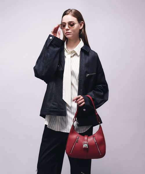 DESIGN ZIP HALF MOON BAG/デザインジップハーフムーンバッグ