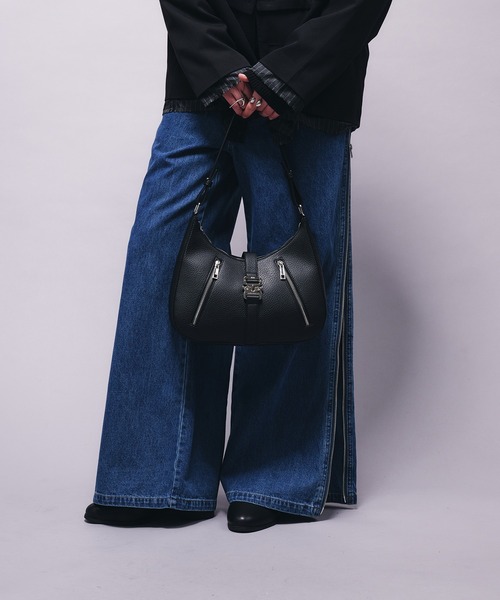DESIGN ZIP HALF MOON BAG/デザインジップハーフムーンバッグ
