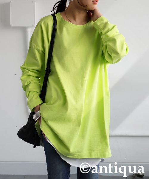 antiqua(アンティカ)の「バスクロンT(Tシャツ/カットソー・レディース・ライトグリーン/ホワイト/ブルー/杢グレー/カーキ/ブラック・P/R)」の5枚目の写真