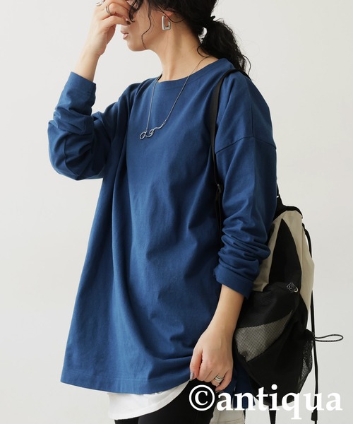 antiqua(アンティカ)の「バスクロンT(Tシャツ/カットソー・レディース・ライトグリーン/ホワイト/ブルー/杢グレー/カーキ/ブラック・P/R)」の15枚目の写真