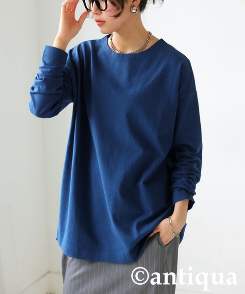 antiqua(アンティカ)の「バスクロンT(Tシャツ/カットソー・レディース・ライトグリーン/ホワイト/ブルー/杢グレー/カーキ/ブラック・P/R)」の18枚目の写真