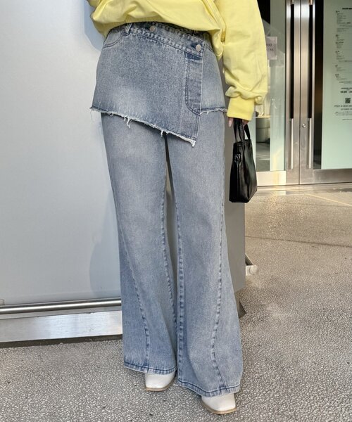 mline]ストレートフレアデニム（デニムパンツ）｜mline（エムライン