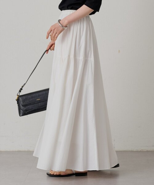 ラウンジドレス　パネルギャザー スカート サックス セール】パネルギャザースカート（スカート）｜LOUNGEDRESS