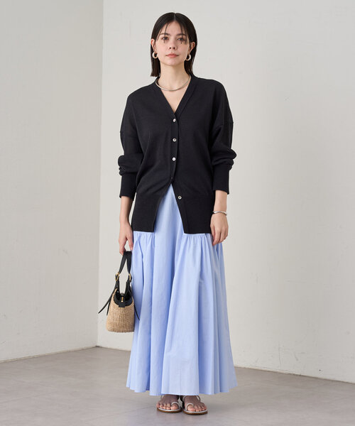 LOUNGEDRESS（ラウンジドレス）の「パネルギャザースカート（スカート・レディース・ネイビー/オフホワイト/サックスブルー/ブラック・FREE）」の6枚目の写真