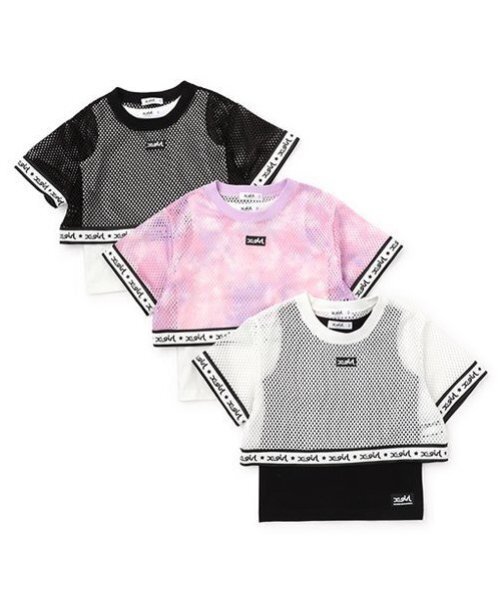 X-girl Stages（エックスガールステージス）の「【TBSドラマ フェイクマミー 着用アイテム】メッシュ半袖Tシャツ&タンクトップセット（アンサンブル・キッズ・オフホワイト/ブラック/カラフル・90cm/100cm/120cm/130cm/110cm/140cm）」の5枚目の写真