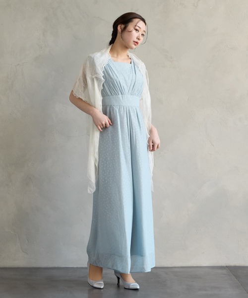 AIMER(エメ)の「カットジャカードオールインワンパーティードレス 結婚式 お呼ばれ ドレス 20代 30代(パンツドレス・レディース・ブラック/ピンク系その他/サックスブルー/オフホワイト・MEDIUM)」の8枚目の写真