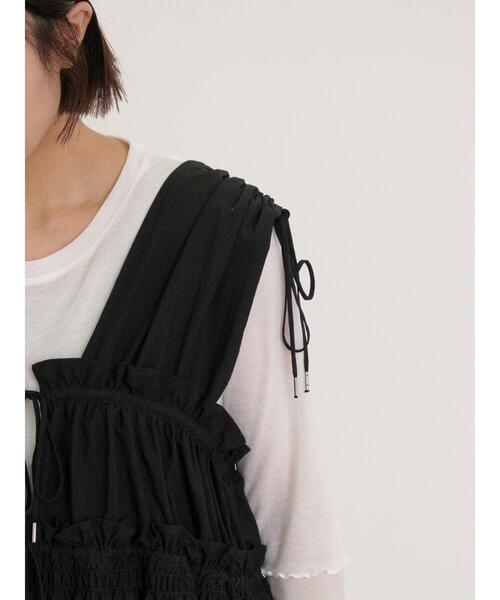 Samansa Mos2(サマンサ モスモス)の「前後2WAYシャーリングリボンベスト(ベスト・レディース・オフホワイト/ブラック/ピンク・F)」の5枚目の写真