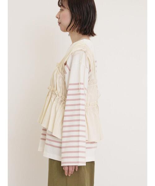 Samansa Mos2(サマンサ モスモス)の「前後2WAYシャーリングリボンベスト(ベスト・レディース・オフホワイト/ブラック/ピンク・F)」の12枚目の写真