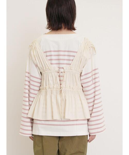 Samansa Mos2(サマンサ モスモス)の「前後2WAYシャーリングリボンベスト(ベスト・レディース・オフホワイト/ブラック/ピンク・F)」の13枚目の写真