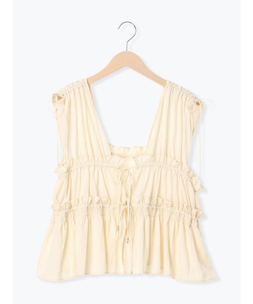 Samansa Mos2(サマンサ モスモス)の「前後2WAYシャーリングリボンベスト(ベスト・レディース・オフホワイト/ブラック/ピンク・F)」の21枚目の写真