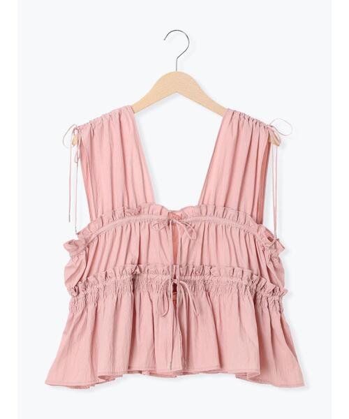 Samansa Mos2(サマンサ モスモス)の「前後2WAYシャーリングリボンベスト(ベスト・レディース・オフホワイト/ブラック/ピンク・F)」の22枚目の写真