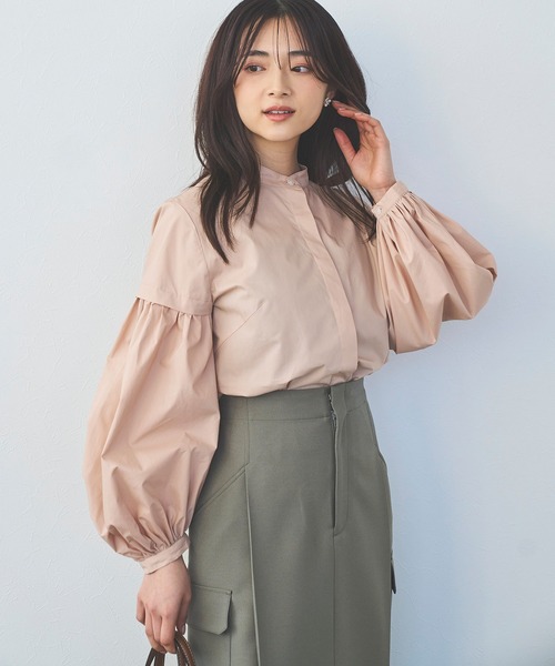 Sirin(シリン)の「ボリュームスリーブブラウス(シャツ/ブラウス・レディース・ブルー/ブラック/グレイッシュベージュ/ピンクベージュ/ホワイト・FREE)」の5枚目の写真