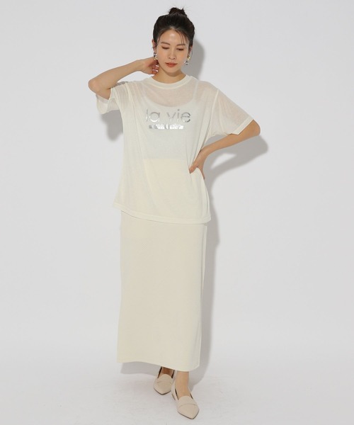 Elura（エルーラ）の「シアープリントTEE/289786（Tシャツ/カットソー・レディース・ブラック/オフホワイト/チャコールグレー・FREE）」の4枚目の写真